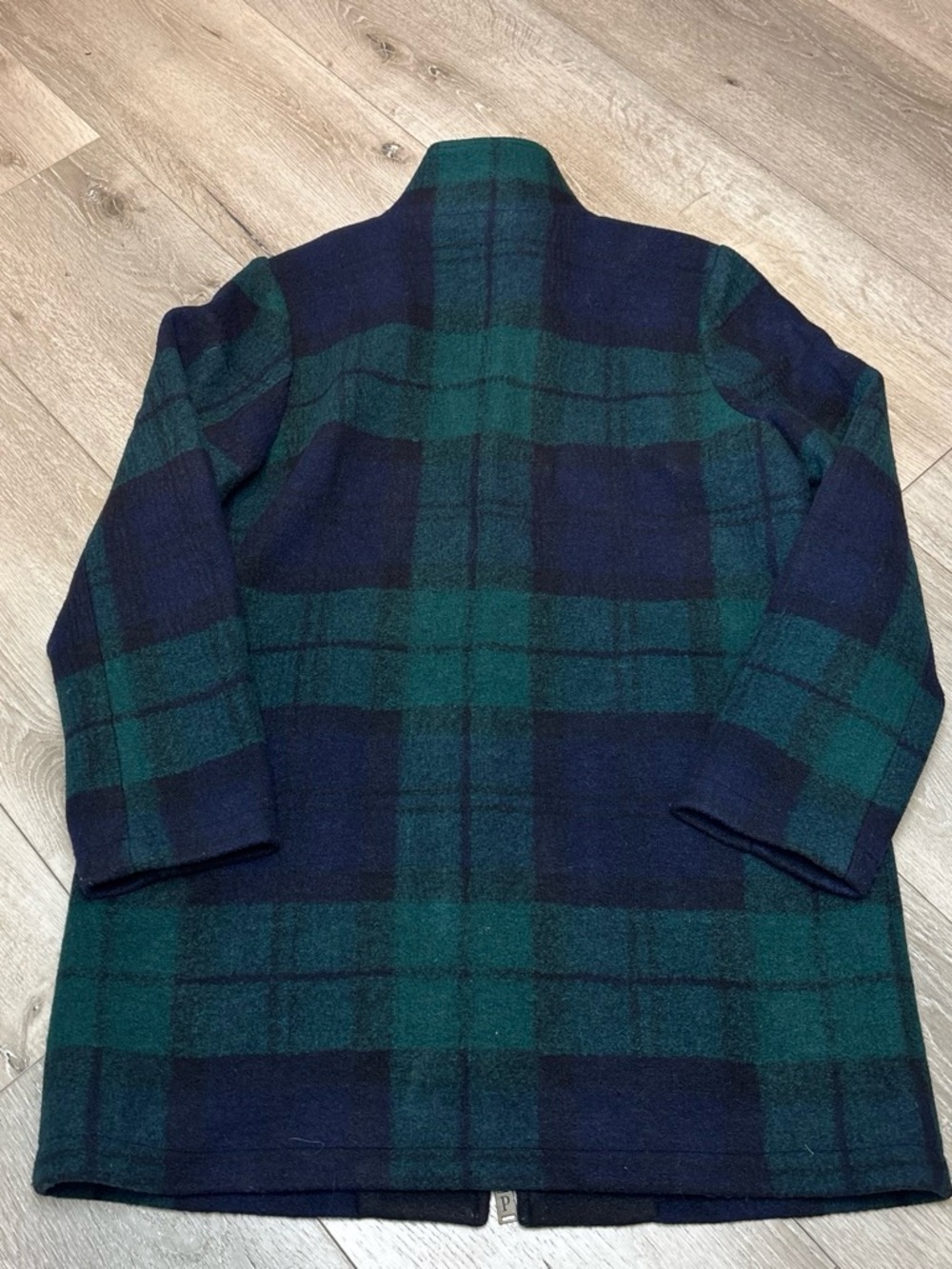 Pendleton Green & Navy Plaid Zip-Up Pea Coat - Picture 4 of 5